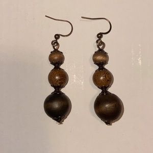 Wooden Bead Western Earrings